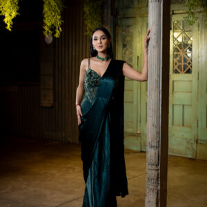 Pret: Emerald Pre-draped with Contemporary Embellished Corset